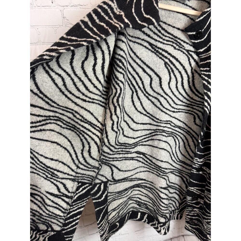 MAEVE ANTHROPOLOGIE lambswool black white knit cardigan sweater S - Picture 8 of 10